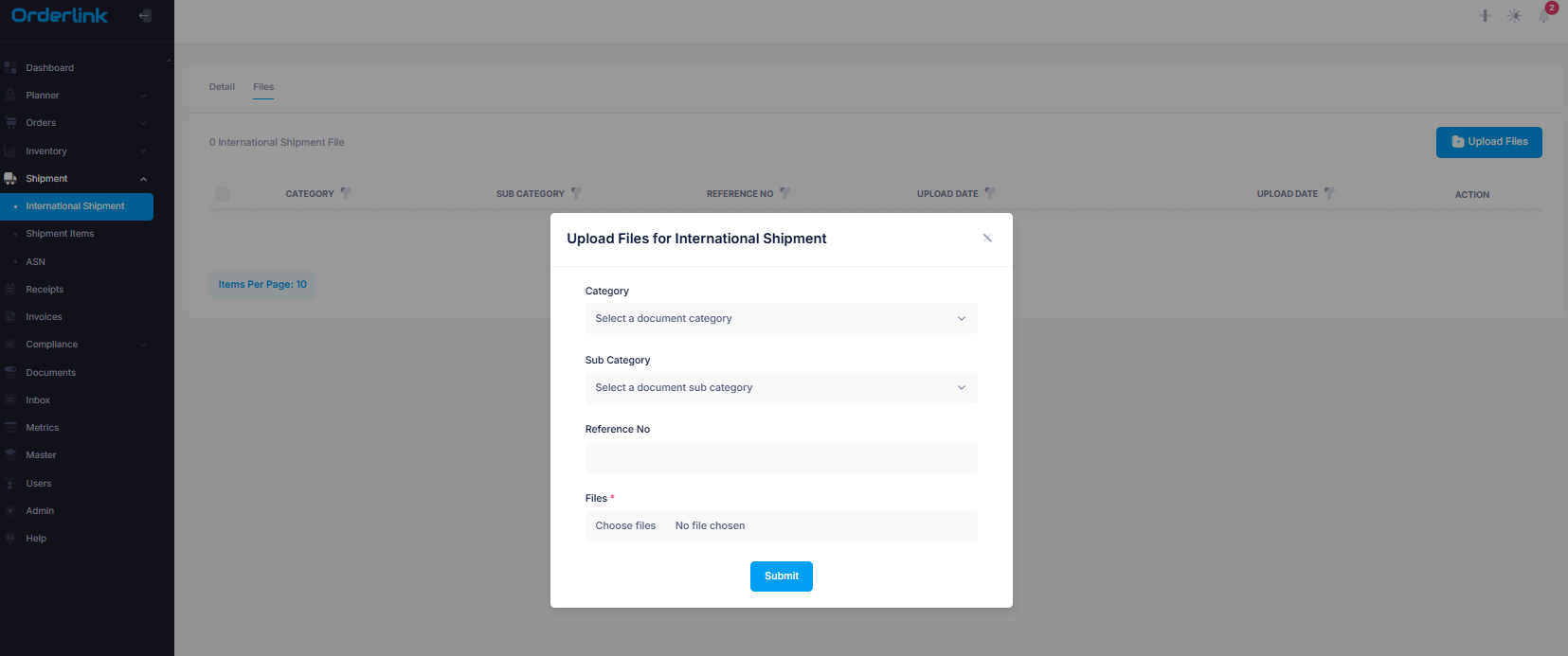 shipment file upload
